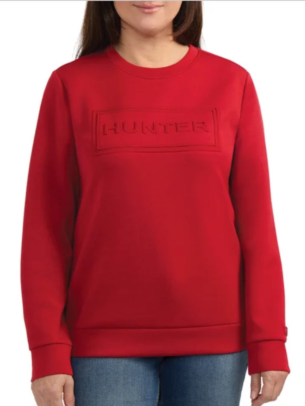 Hunter Red Embossed Logo Crewneck Sweatshirt